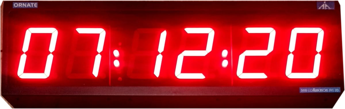 ORNATE digital slave clock with a red 6-digit LED display showing hours, minutes and seconds